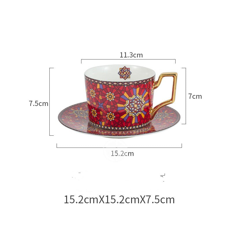 Moroccan Style Luxury Coffee Cup And Saucer Set With Gold