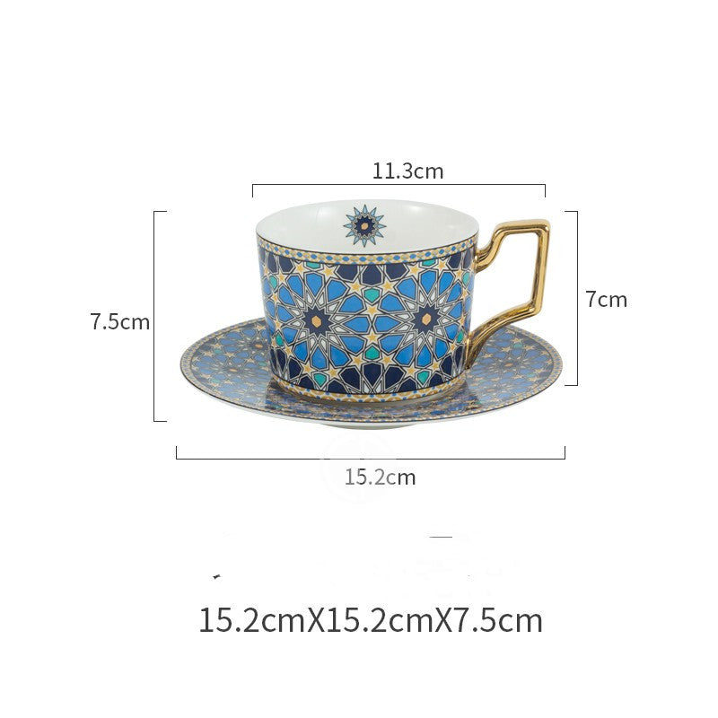 Moroccan Style Luxury Coffee Cup And Saucer Set With Gold