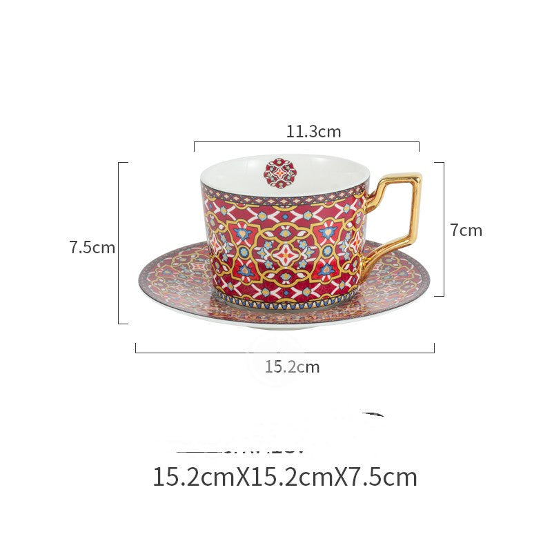 Moroccan Style Luxury Coffee Cup And Saucer Set With Gold