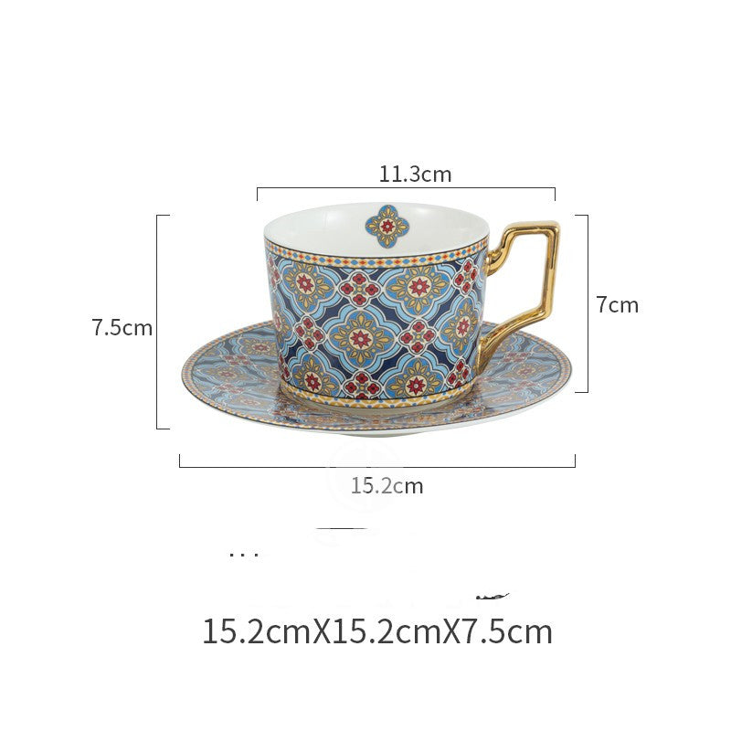 Moroccan Style Luxury Coffee Cup And Saucer Set With Gold