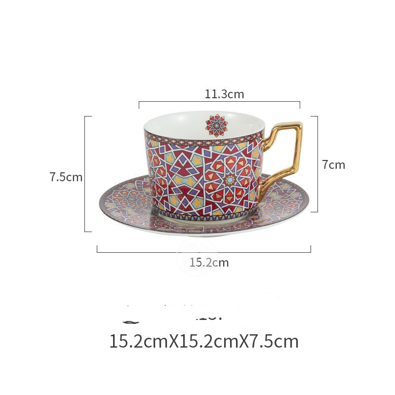 Moroccan Style Luxury Coffee Cup And Saucer Set With Gold