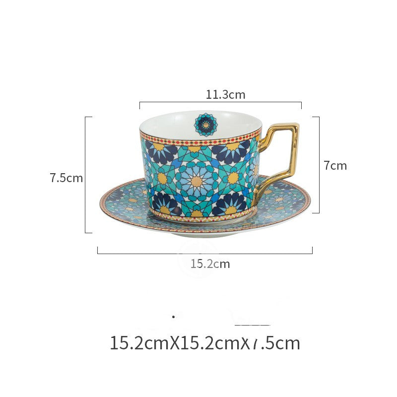 Moroccan Style Luxury Coffee Cup And Saucer Set With Gold