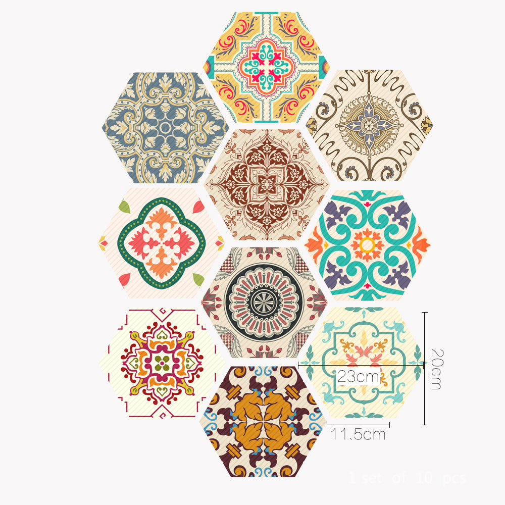 Moroccan Style Hexagonal Floor Sticker Self-Adhesive Decoration