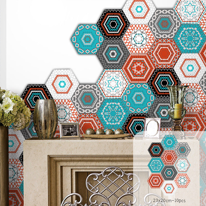 Moroccan Style Hexagonal Floor Sticker Self-Adhesive Decoration