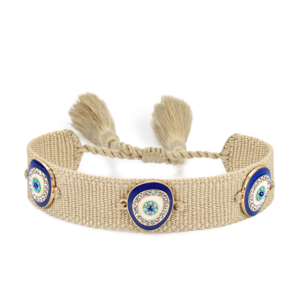 Metal Devil's Eye Lucky Blue Eyes Carrying Strap European And American Woven Bracelet