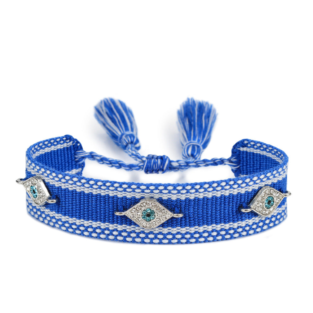 Metal Devil's Eye Lucky Blue Eyes Carrying Strap European And American Woven Bracelet