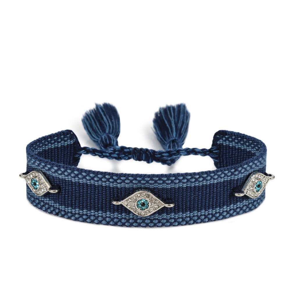 Metal Devil's Eye Lucky Blue Eyes Carrying Strap European And American Woven Bracelet