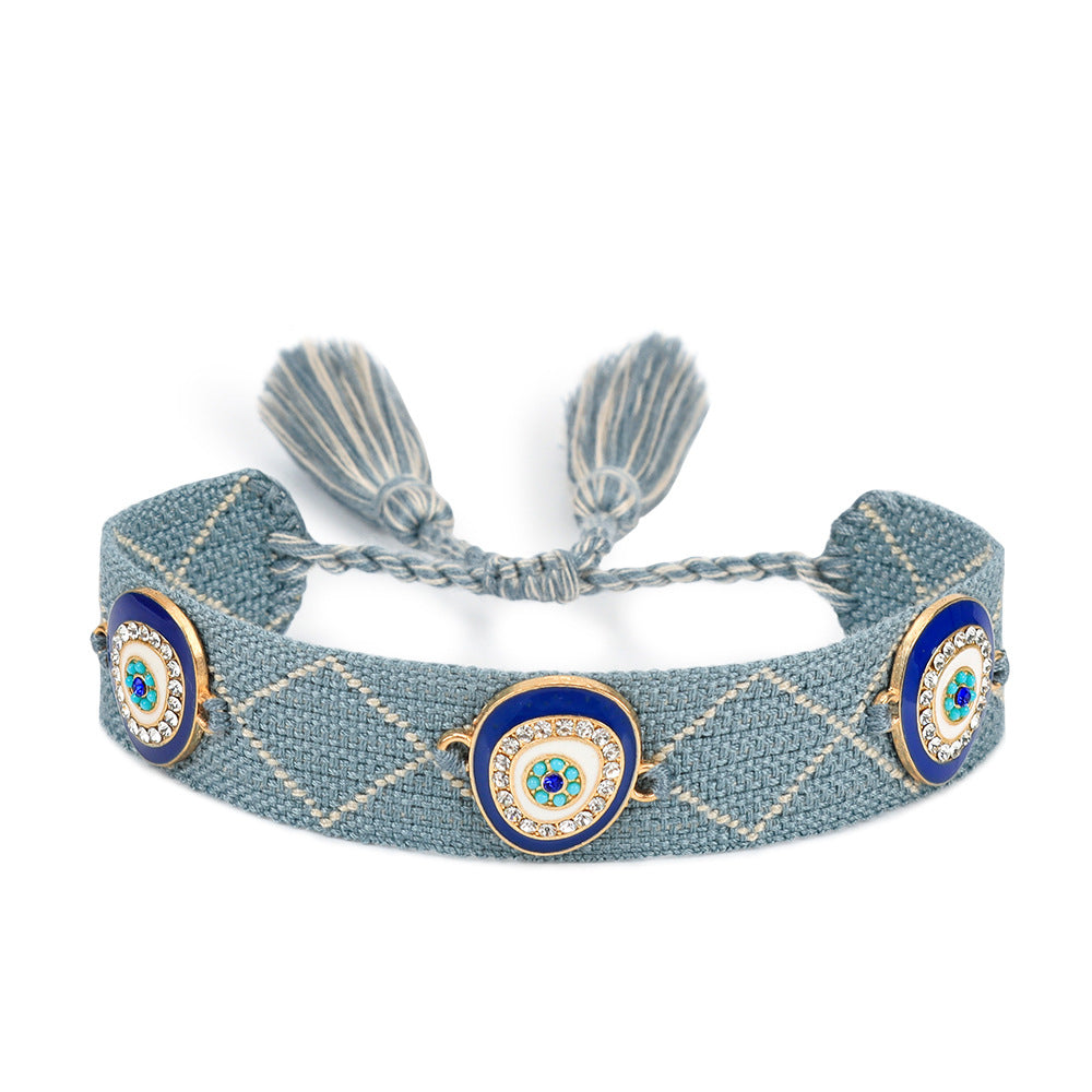 Metal Devil's Eye Lucky Blue Eyes Carrying Strap European And American Woven Bracelet